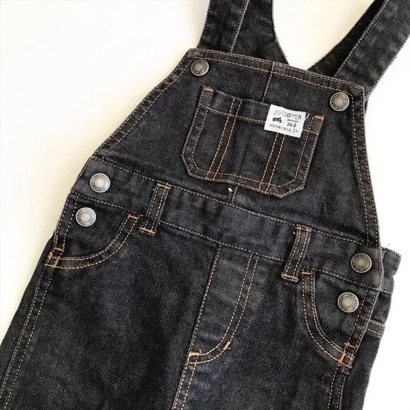 Carter’s black denim overalls EUC 18 months - Picture 2 of 4